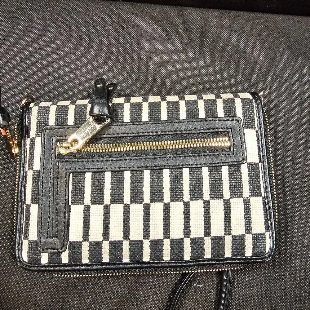 Spartina black leather and linen wristlet - Picture 2 of 4